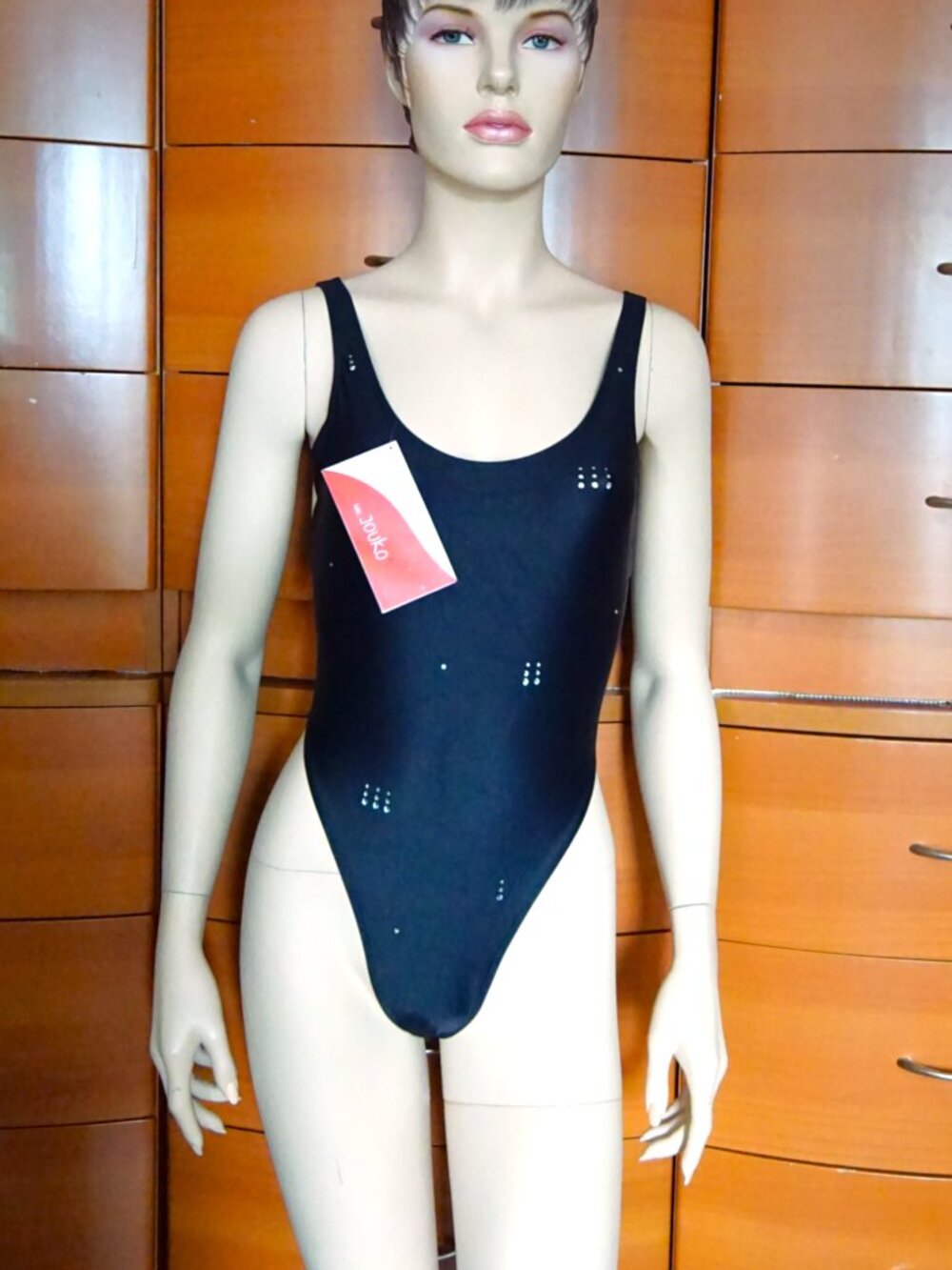 Sexy Black One Piece Swimsuit - Made Ibn Finland - Lightweight - High Cut